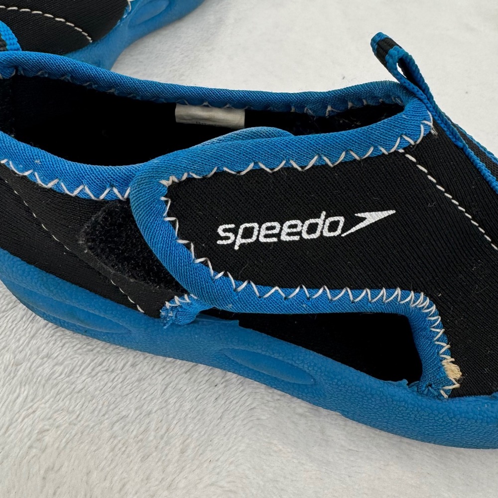 Speedo Kids Water Shoes Black & Blue Mesh Neoprene Swim Shoes Toddler Size 7/8 M - Picture 5 of 6